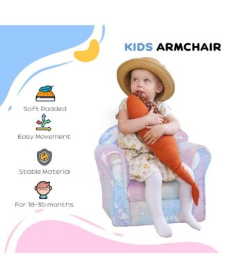 Toddler Sofa with Glow in the Dark Fairy Design & Wooden Frame, Upholstered Baby Sofa for 18-36 Months