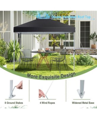2-Tier 10' x 10' Pop-up Canopy Tent Instant Gazebo Adjustable Carry Bag w/ Wheel