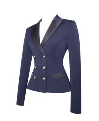 Women Nasia Navy Blue Double Breast Backless Blazer
