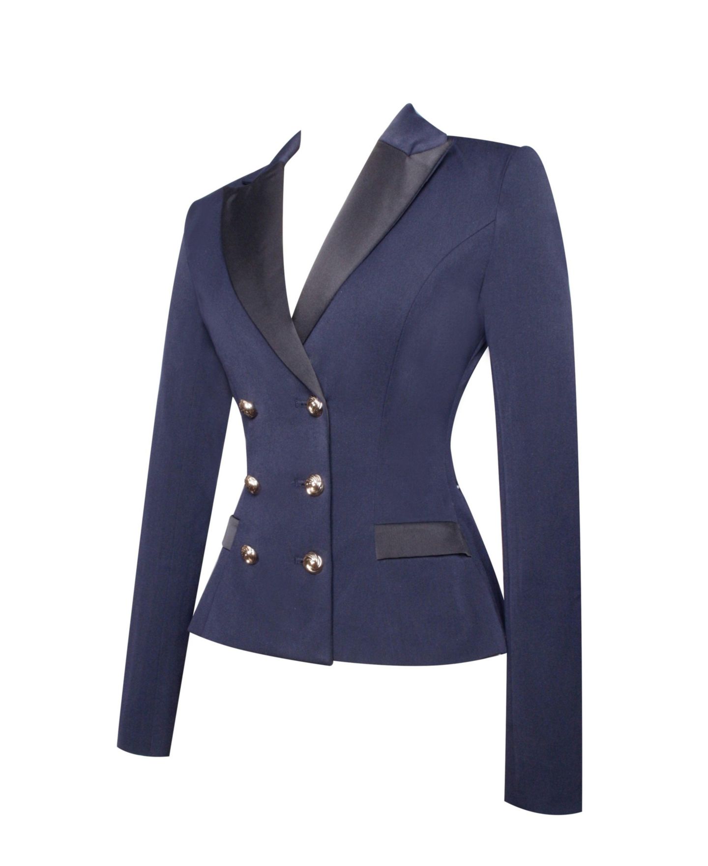 Женский пиджак Miss Circle Women Nasia Navy Blue Double Breast Backless Blazer, цвет: Тёмно-синий — фото 8