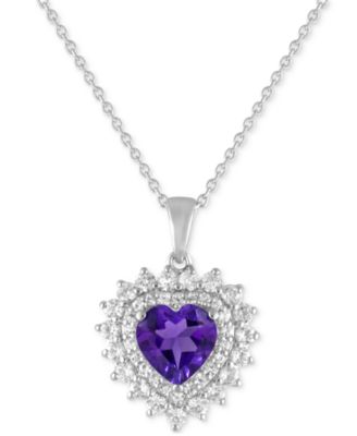 Blue Topaz 1-7/8 ct. t.w. Lab-created White Sapphire 1-1/4 ct. t.w. Heart Pendant in Sterling Silver