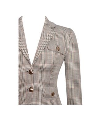 Women's Oakley Brown Plaid Preppy Style Blazer Jacket