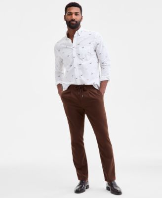 Club Room - Men's Checked Plaid Pull-On Drawstring Trousers