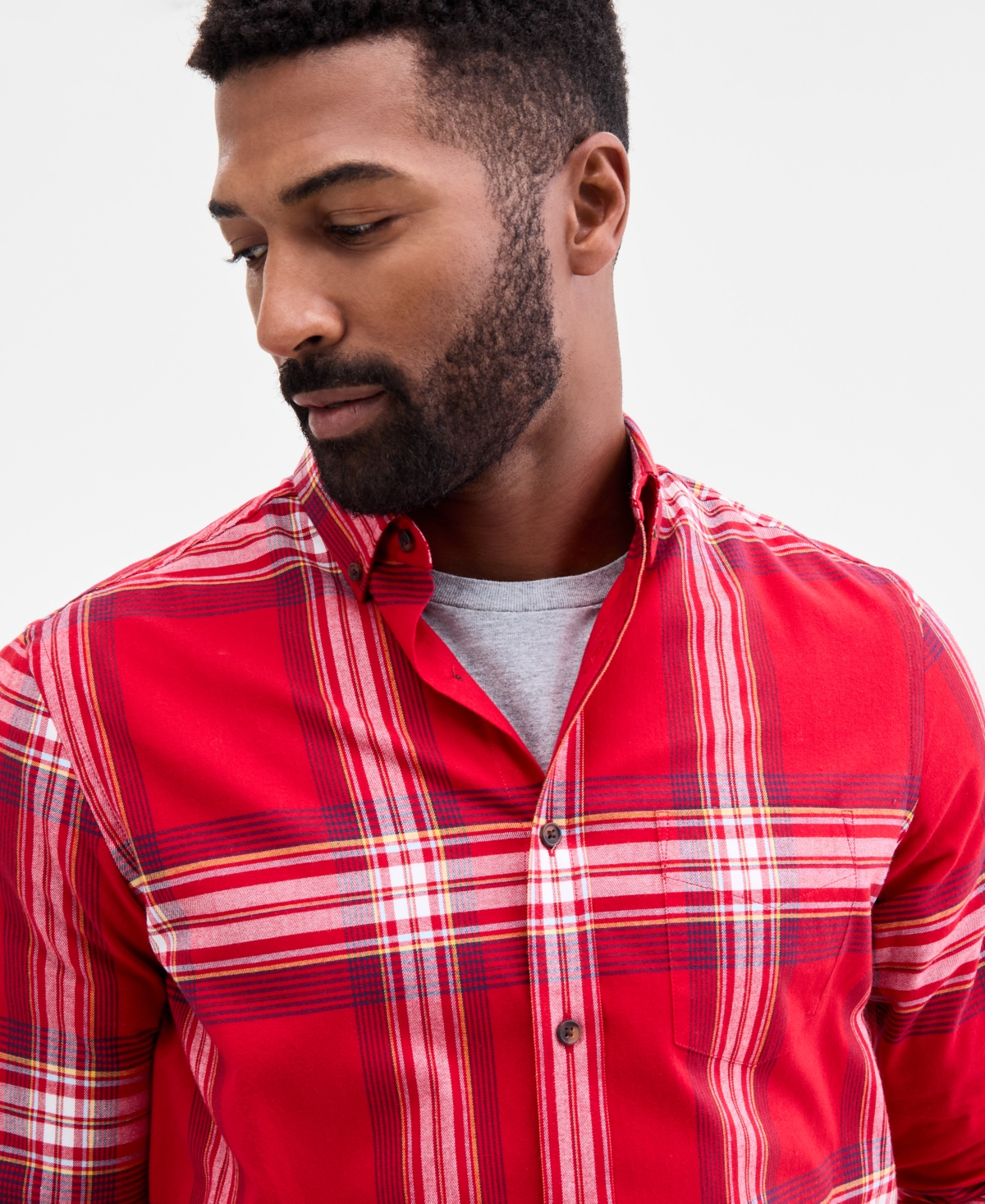 Club Room Men's Plaid Brushed Cotton Button-Down Shirt, Macy's Exclusive