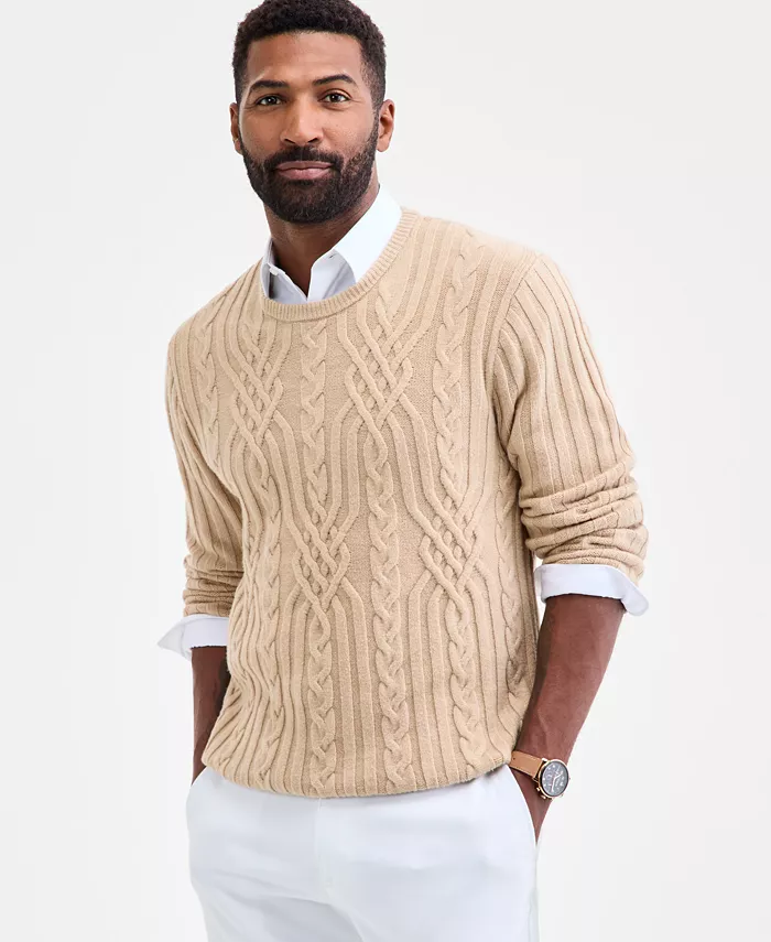Men's Mixed Cable-Knit Crewneck Sweater - thumbnail 6
