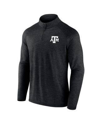 Men's Charcoal Texas A&M Aggies Primary Logo Raglan Quarter-Zip Hoodie