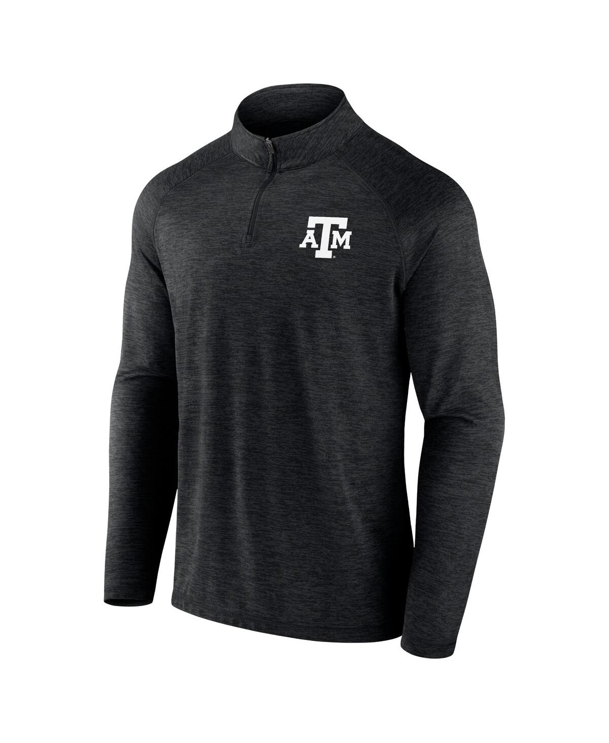 Fanatics Men's Charcoal Texas A&m Aggies Primary Logo Raglan Quarter-zip Hoodie In Black