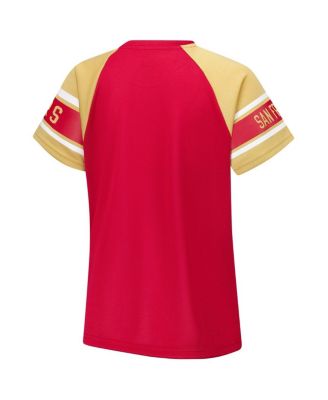 Women's Red San Francisco 49ers 1st Rounder Color Block Raglan Top