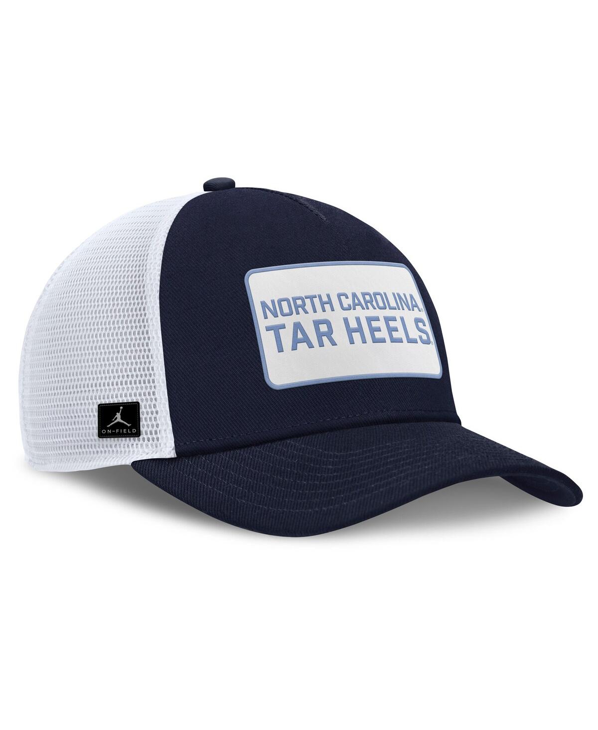 Jordan Men's Navy/white North Carolina Tar Heels 2025 On-field Rise Patch Trucker Adjustable Hat In Multi