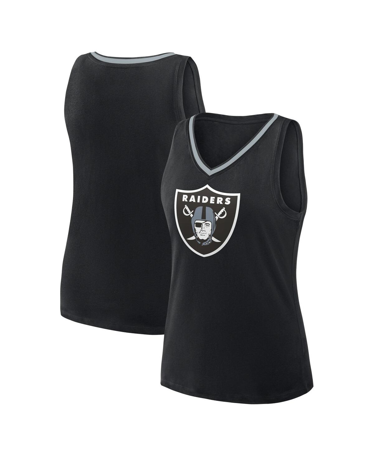 Women's Black Las Vegas Raiders Stellar Win V-Neck Tank Top - Black