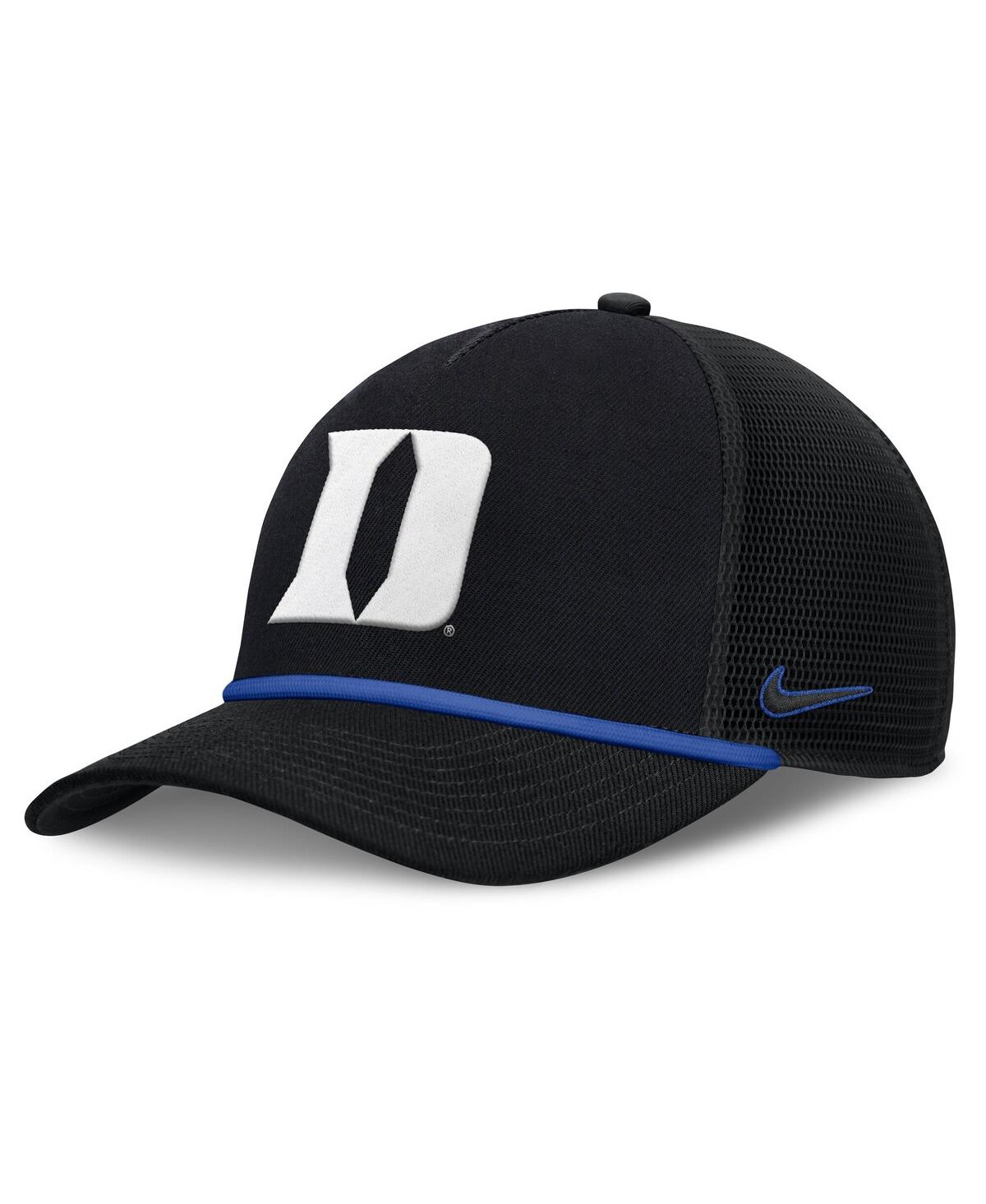 Nike Men's Black Duke Blue Devils Rise Primetime Trucker Adjustable Hat In Black