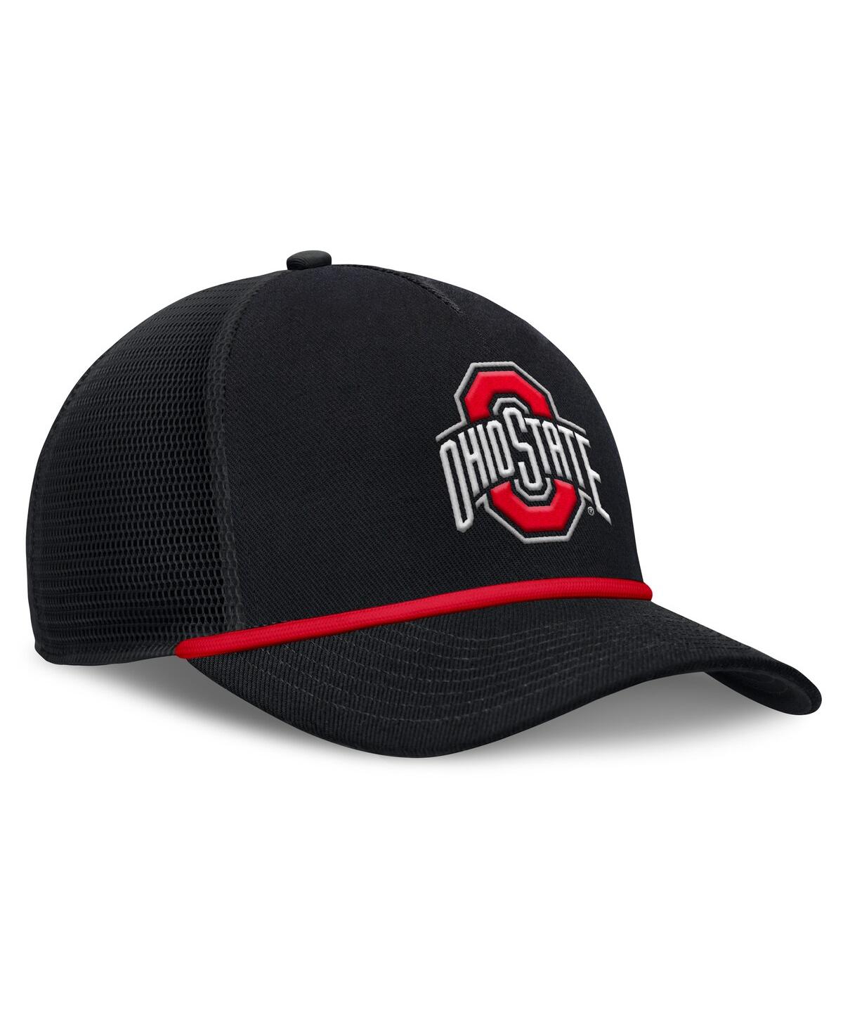 Nike Men's Black Ohio State Buckeyes Rise Primetime Trucker Adjustable Hat In Black