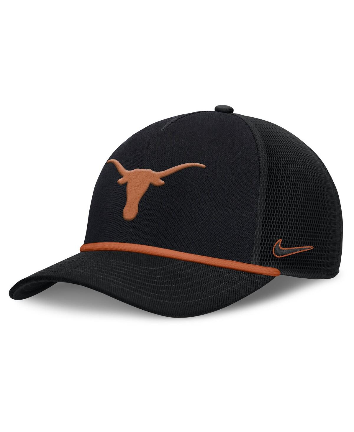 Nike Men's Black Texas Longhorns Rise Primetime Trucker Adjustable Hat In Black
