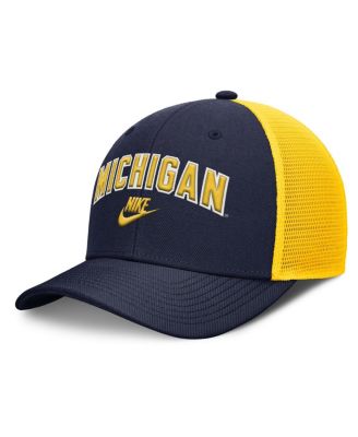 Nike - Men's Navy/Maize Michigan Wolverines Legacy Arch Rise Performance Trucker Adjustable Hat
