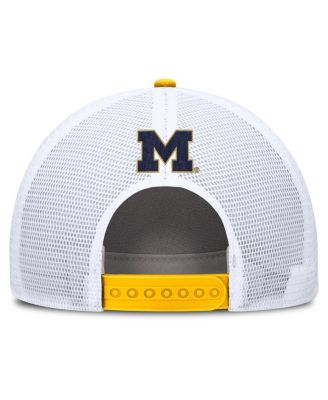 Men's Maize/White Michigan Wolverines 2025 On-Field Rise Patch Trucker Adjustable Hat