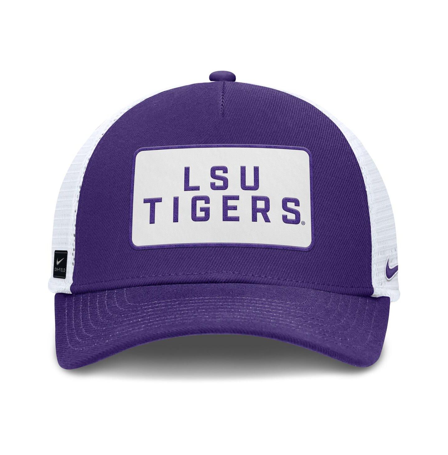 Мужская кепка Nike Purple/White LSU Tigers 2025 On-Field Rise Patch Trucker Adjustable Hat — фото 2
