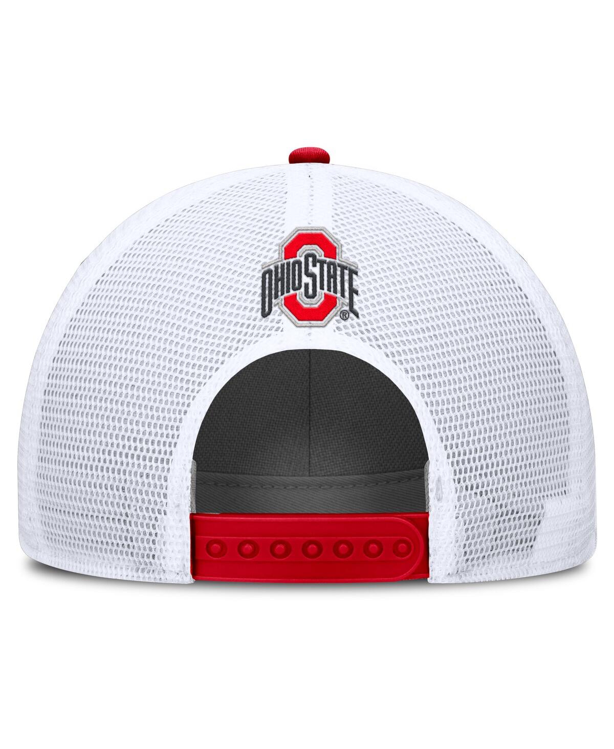 Nike Men's Scarlet/white Ohio State Buckeyes 2025 On-field Rise Patch Trucker Adjustable Hat In Multi