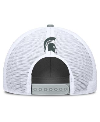 Men's Gray/White Michigan State Spartans 2025 On-Field Rise Patch Trucker Adjustable Hat