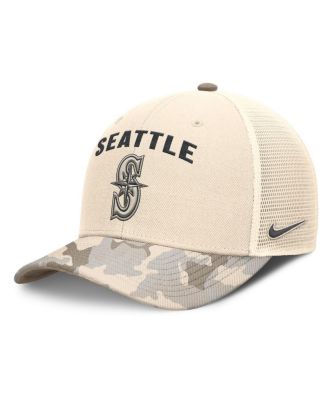 Nike - Men's Natural Seattle Mariners Camo Natural Pack Rise Adjustable Trucker Hat