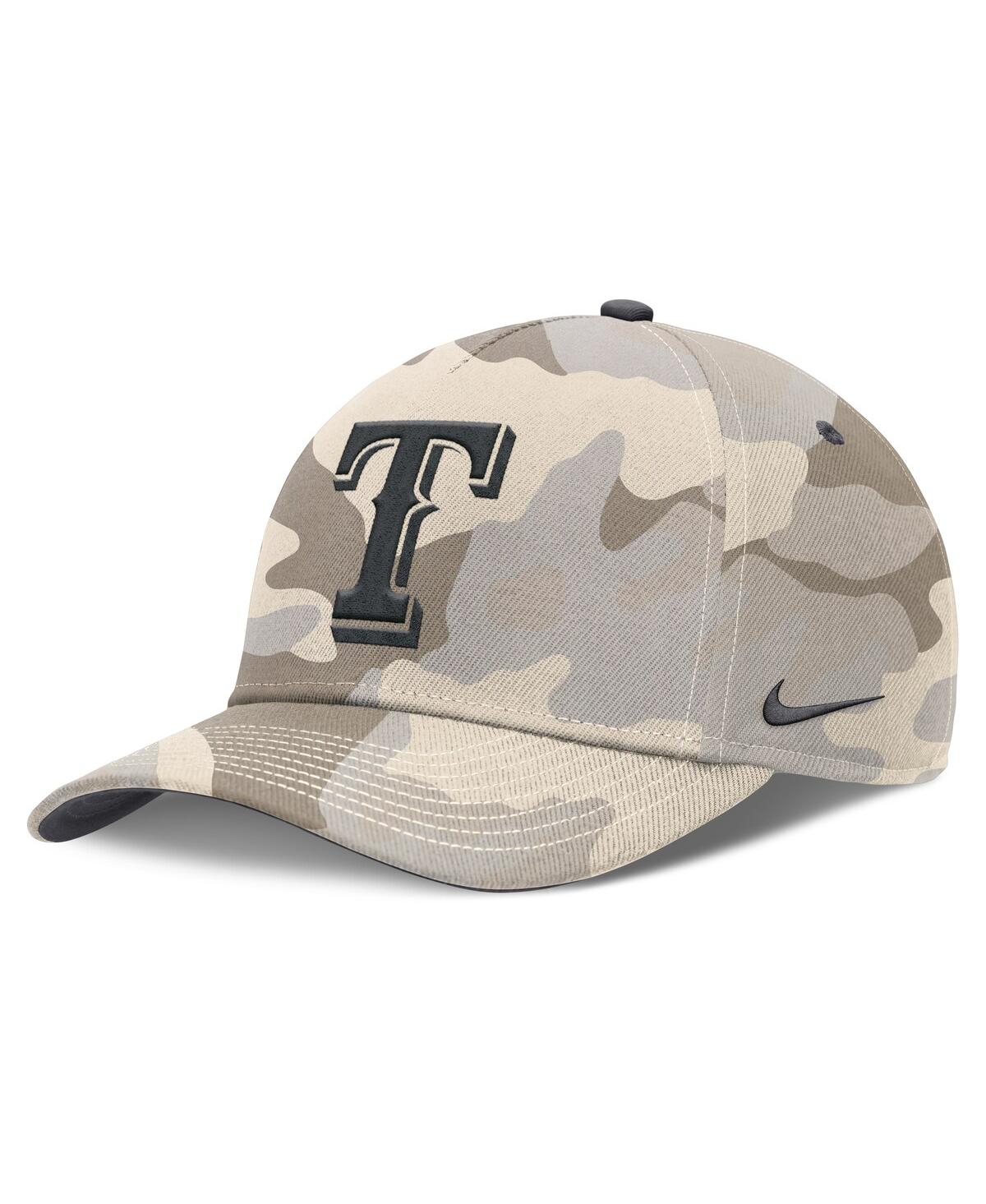 Nike Natural Texas Rangers Camo Pack Rise Adjustable Hat In Brown