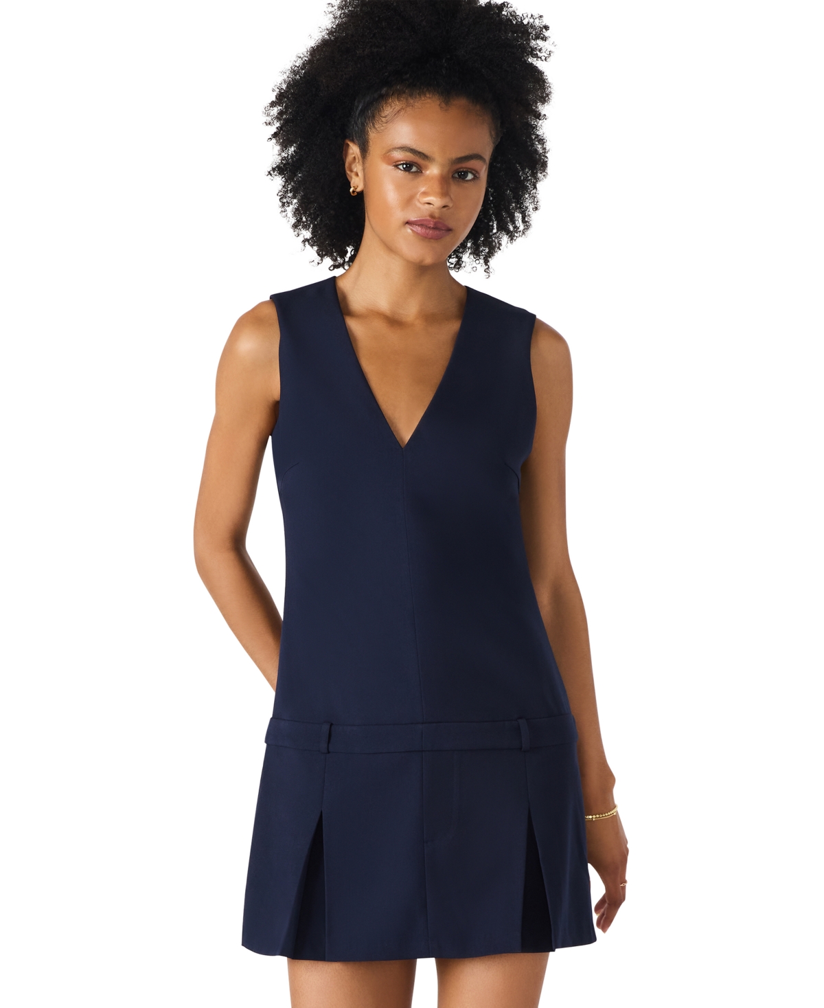 Steve Madden Henley Box Pleat Minidress In Blue