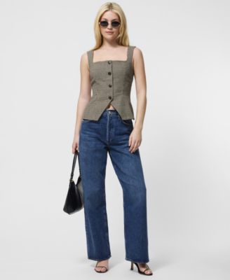 French Connection Women's Houndstooth Square-Neck Top - Macy's