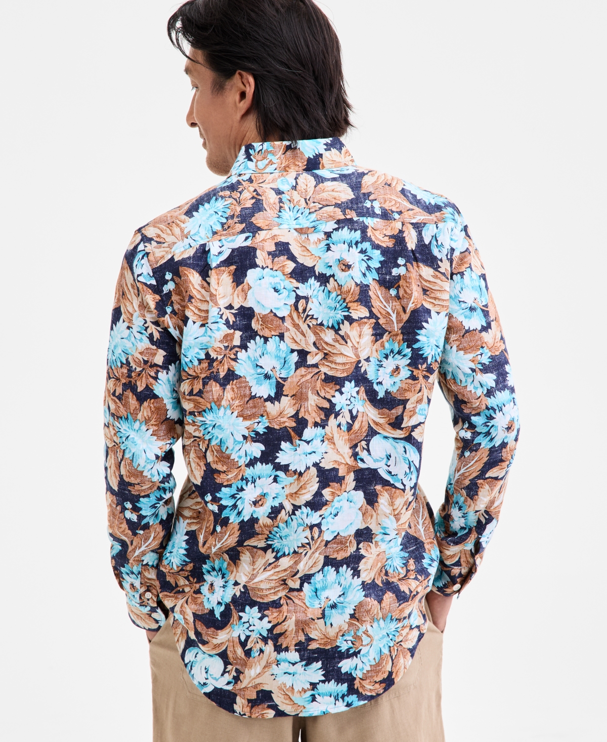 Club Room Men's Floral-Print Button-Up Long-Sleeve Shirt, Macy's Exclusive