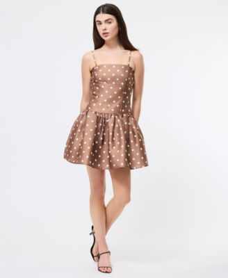Women's Structured Taffeta Polka-Dot Dress