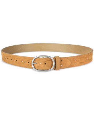 Western Stitched & Studded Suede Belt
