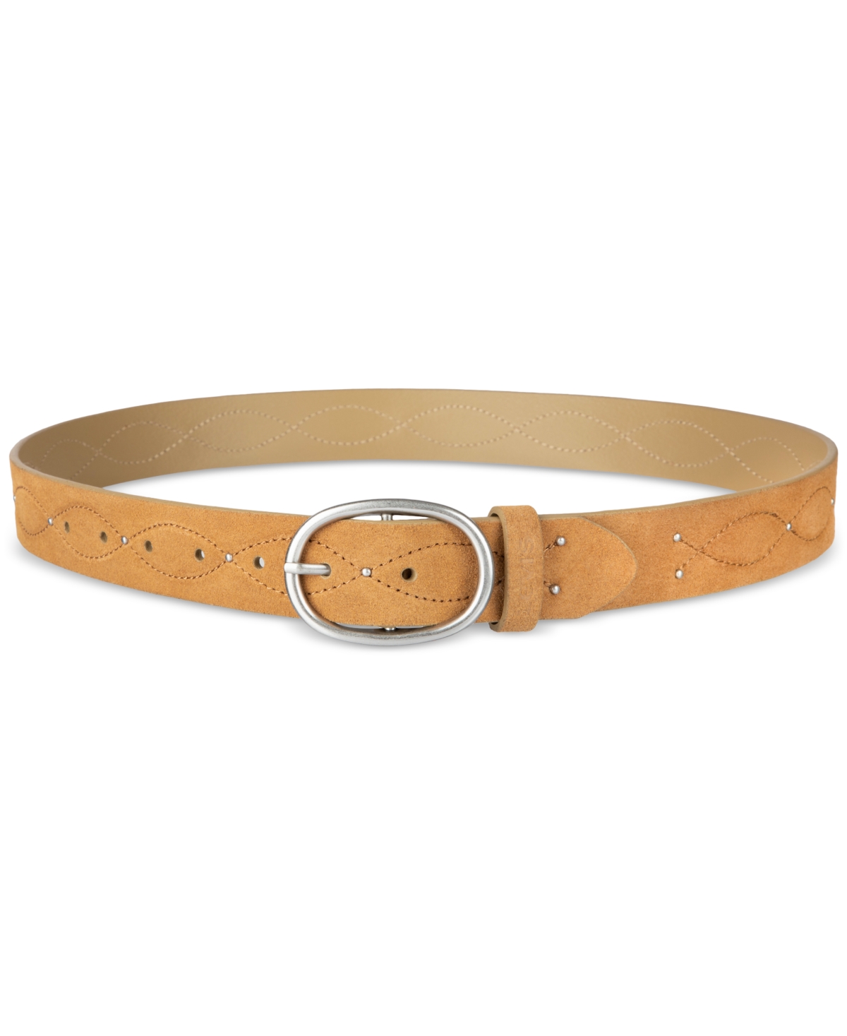 Levi's Western Stitched & Studded Suede Belt In Orange