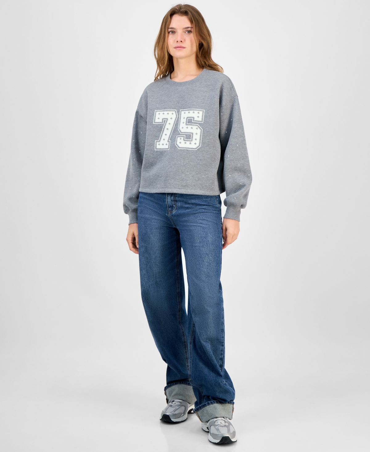 Madden Girl Juniors' Rhinestone-embellished Sweatshirt In Multi