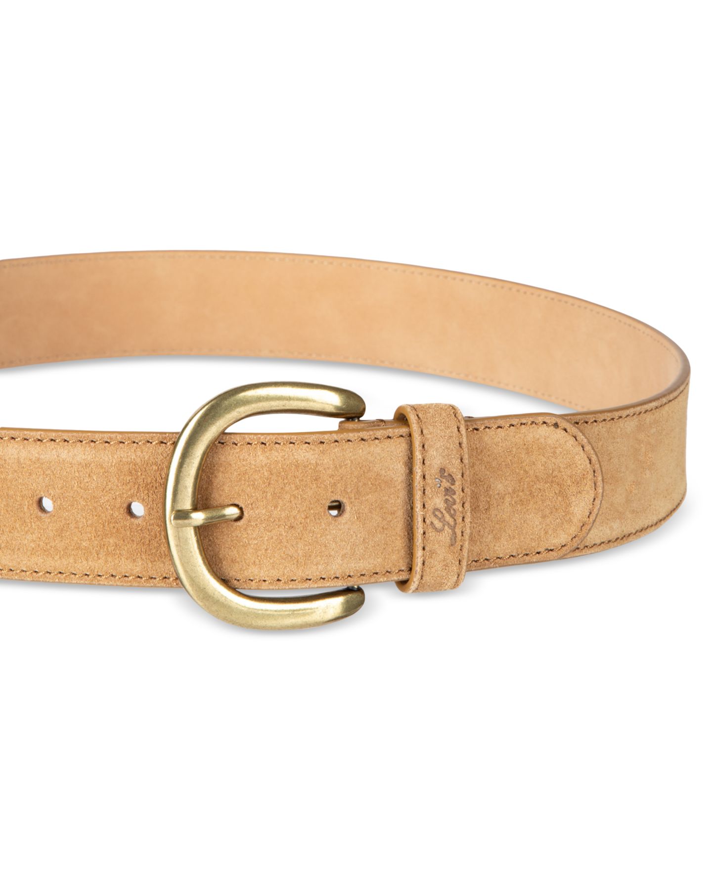 Женский ремень Levi's Leather and Suede Stitched Edge Casual Belt, цвет: Бежевый замшевый — фото 5