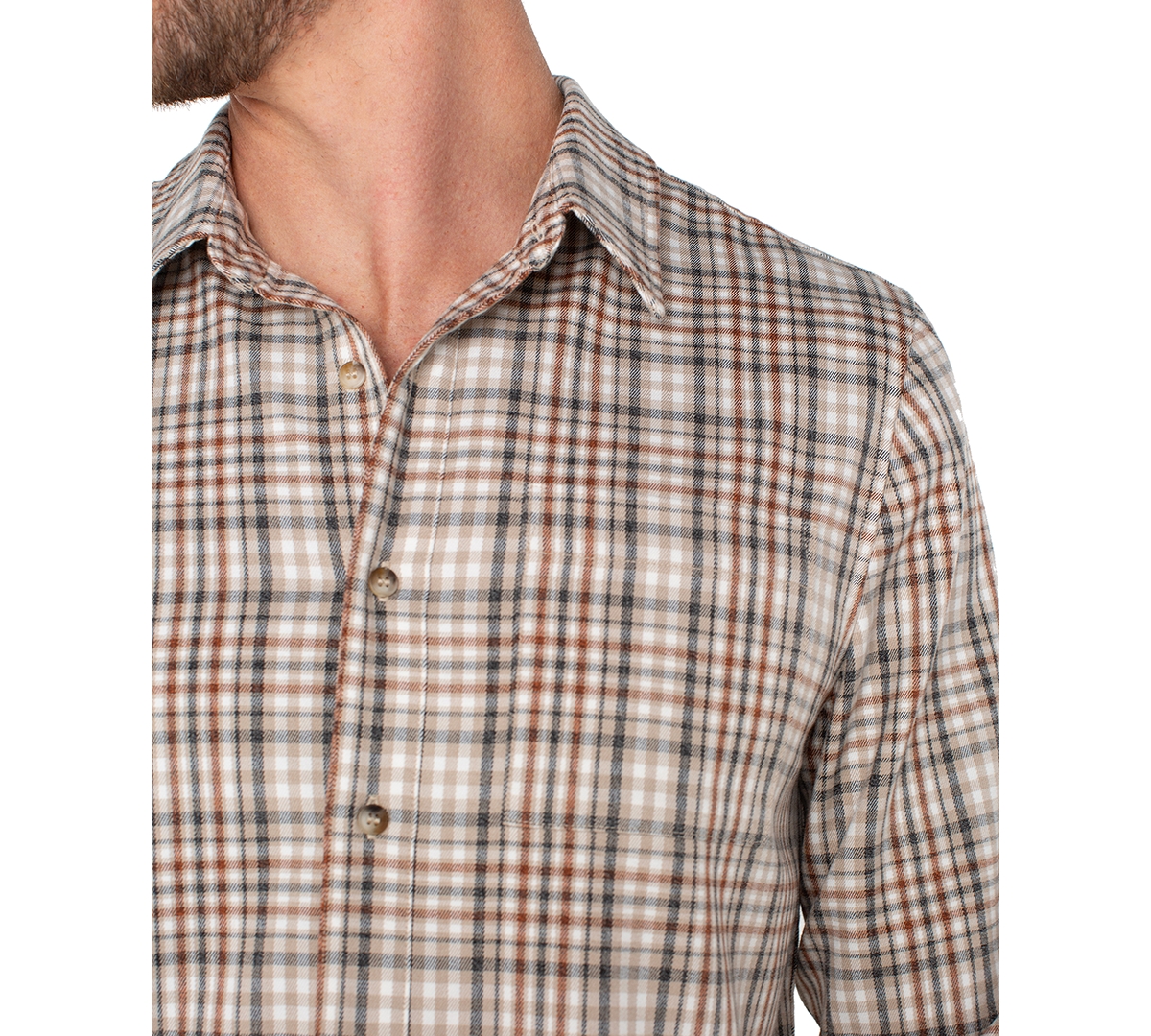 Liverpool Los Angeles Men's Long-sleeve Check Shirt In Brown