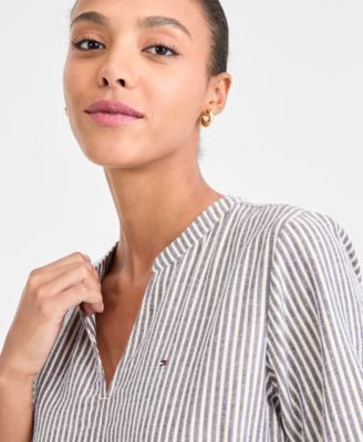 Women's Shine Striped V-Neck Tiered Dress