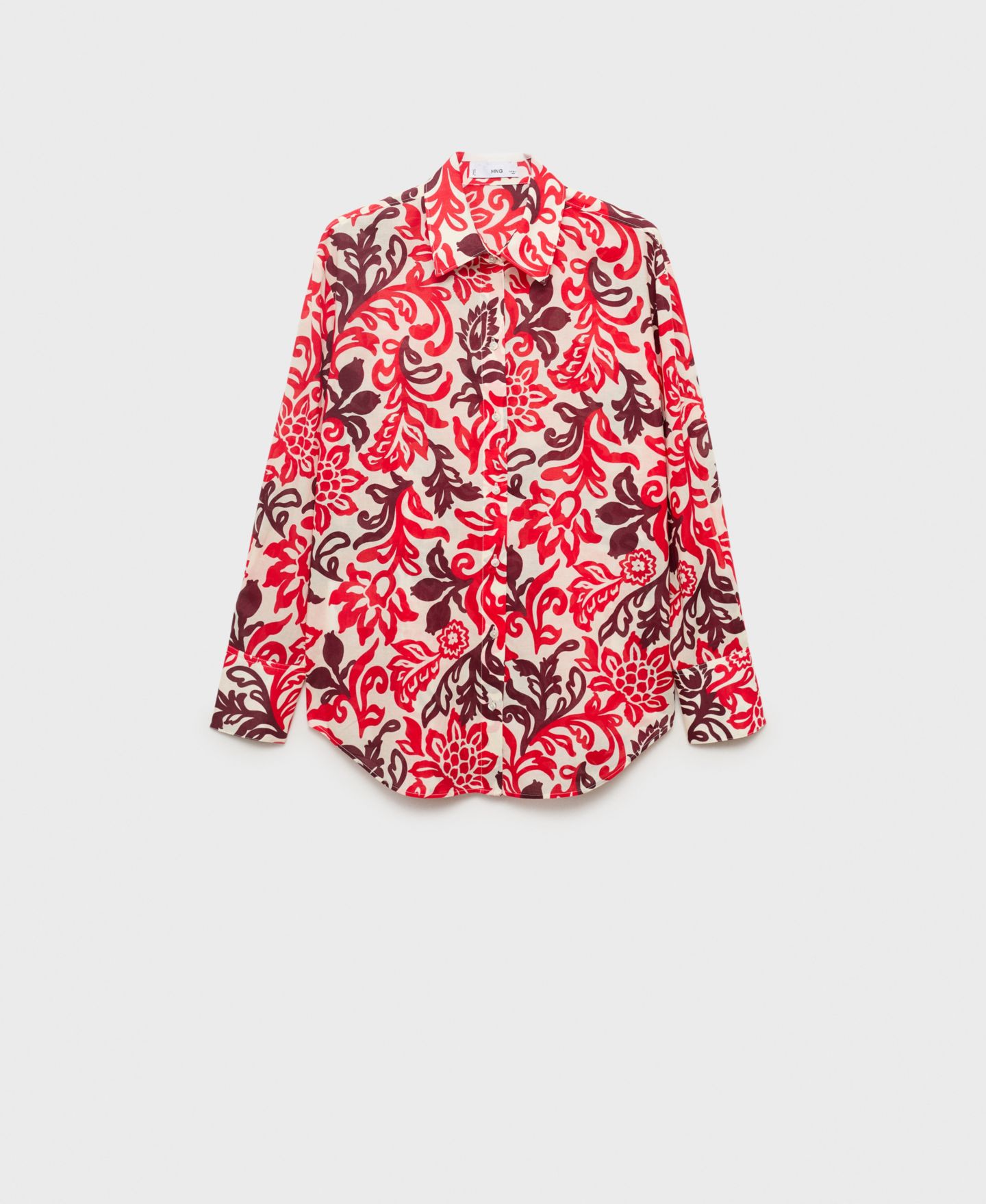 Женская рубашка Mango Printed Cotton, цвет: Молочный белый — фото 4