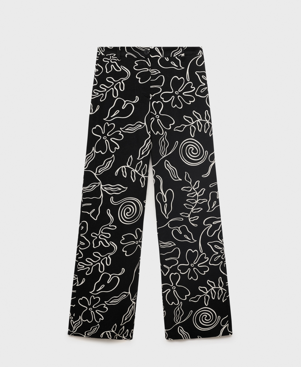 Mango Women's Floral Print Straight Pants In Black