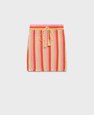 Women's Two-Tone Striped Crochet Skirt