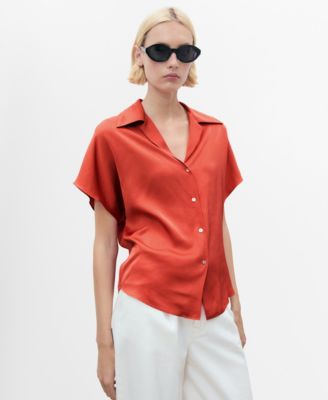 MANGO - Women's Short Sleeve Fluid Shirt