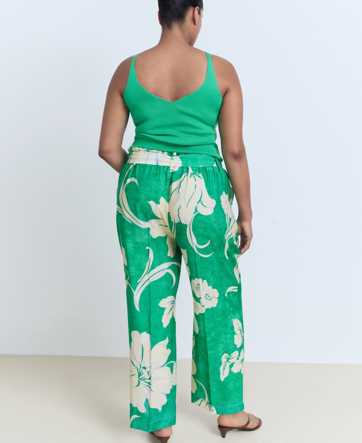 Mango Floral Belted Pants In Multi
