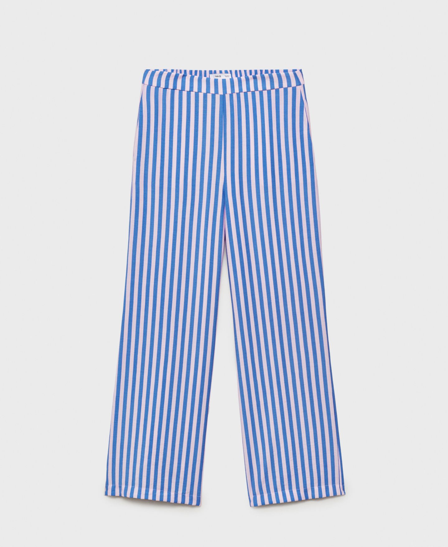 Женские брюки Mango Stripe-Print Straight, цвет: Синий — фото 1