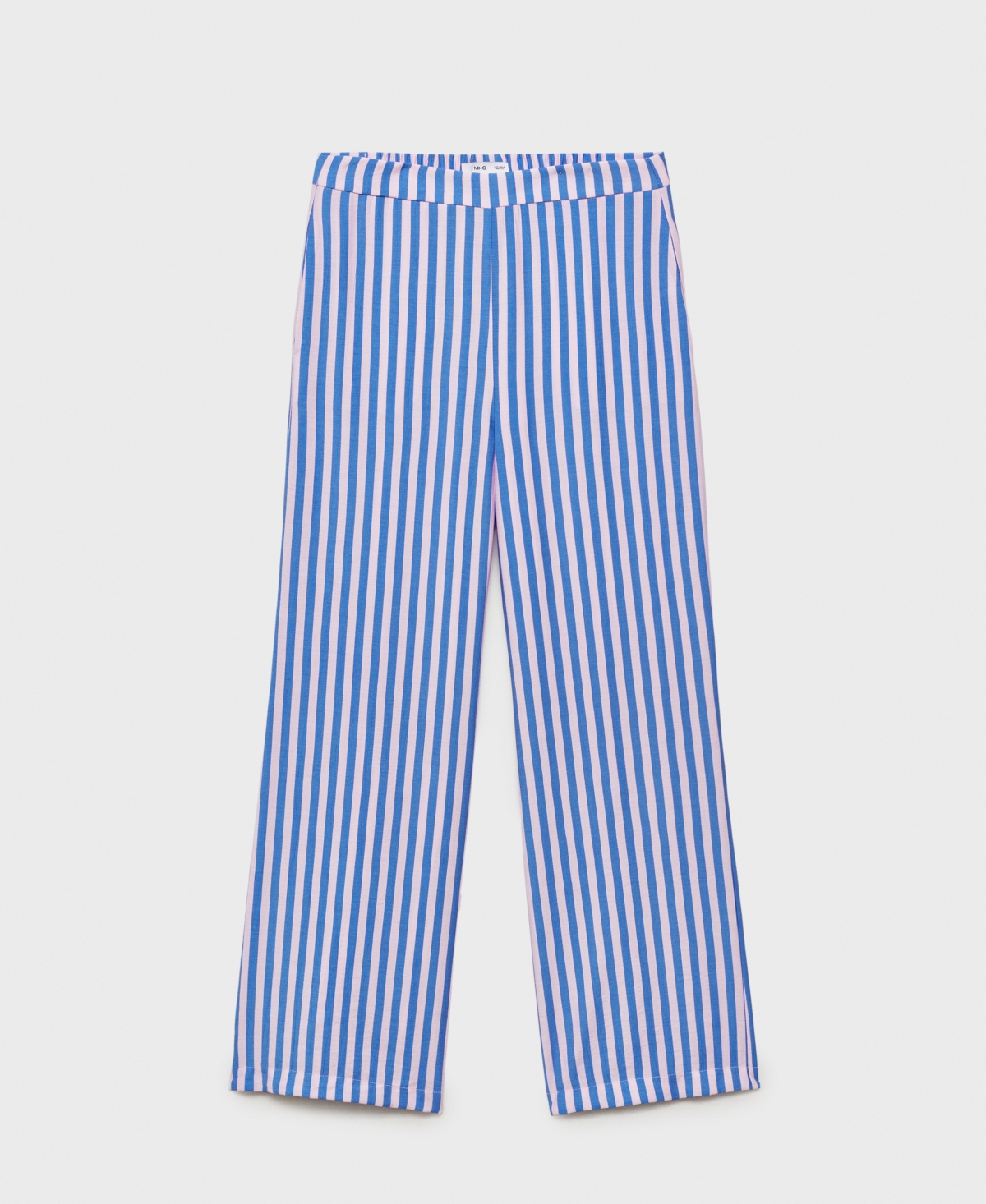 Mango Women's Stripe-print Straight Pants In Blue