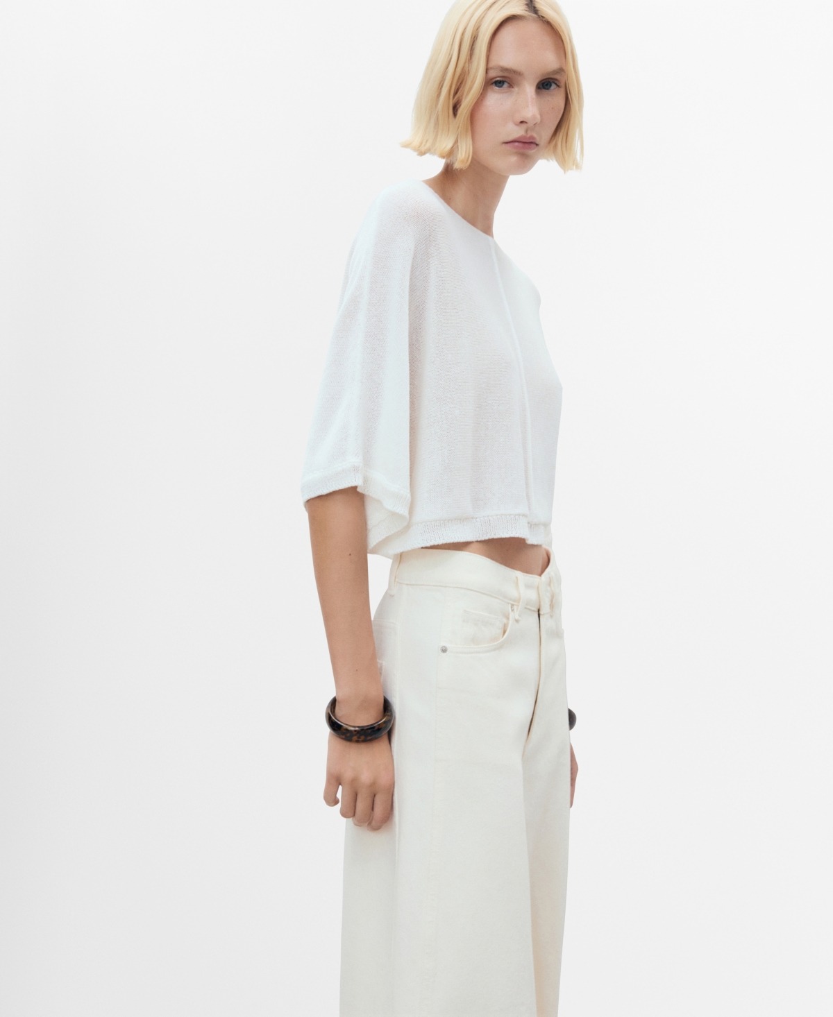 Mango Women's Oversized Fine-knit Sweater In White