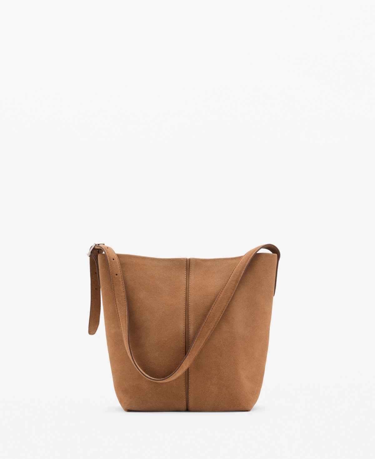 Women's Leather Bucket Bag - Brown