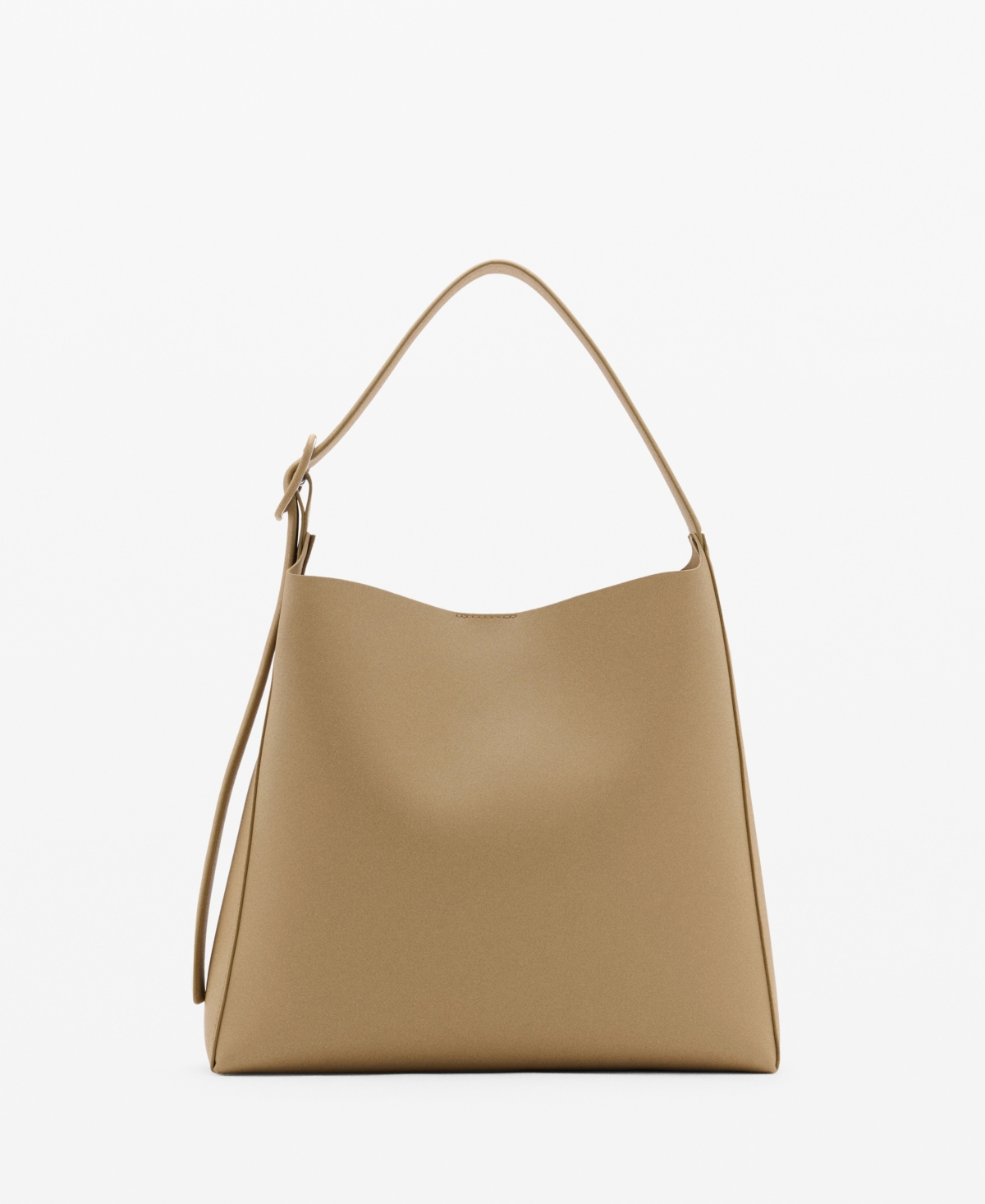 Women's Leather Effect Bucket Bag - Vanilla