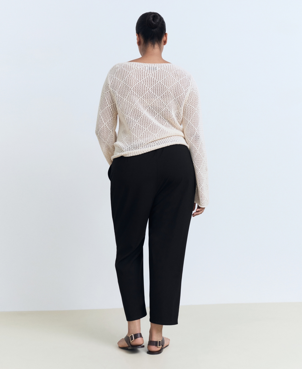 Mango Flowy Drawstring Pants In Black