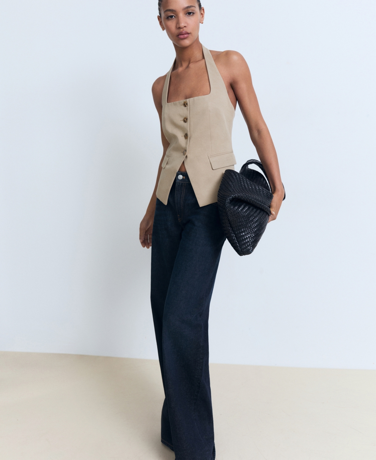 Mango Women's Linen Suit Vest In Brown