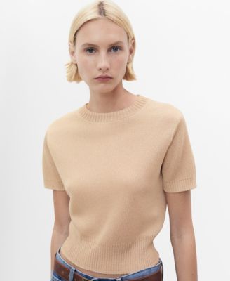 MANGO - Women's Short-Sleeved Crop Sweater