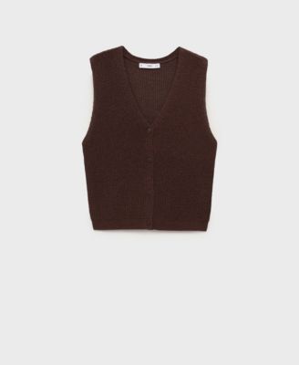 MANGO - Women's Openwork Knitted Sweater Vest