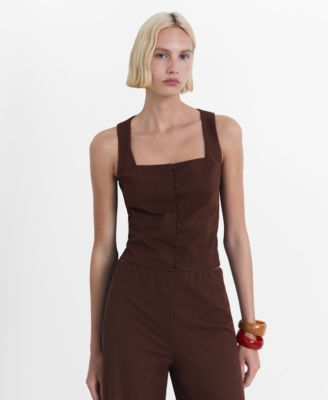 Women's Buttons Cotton Top