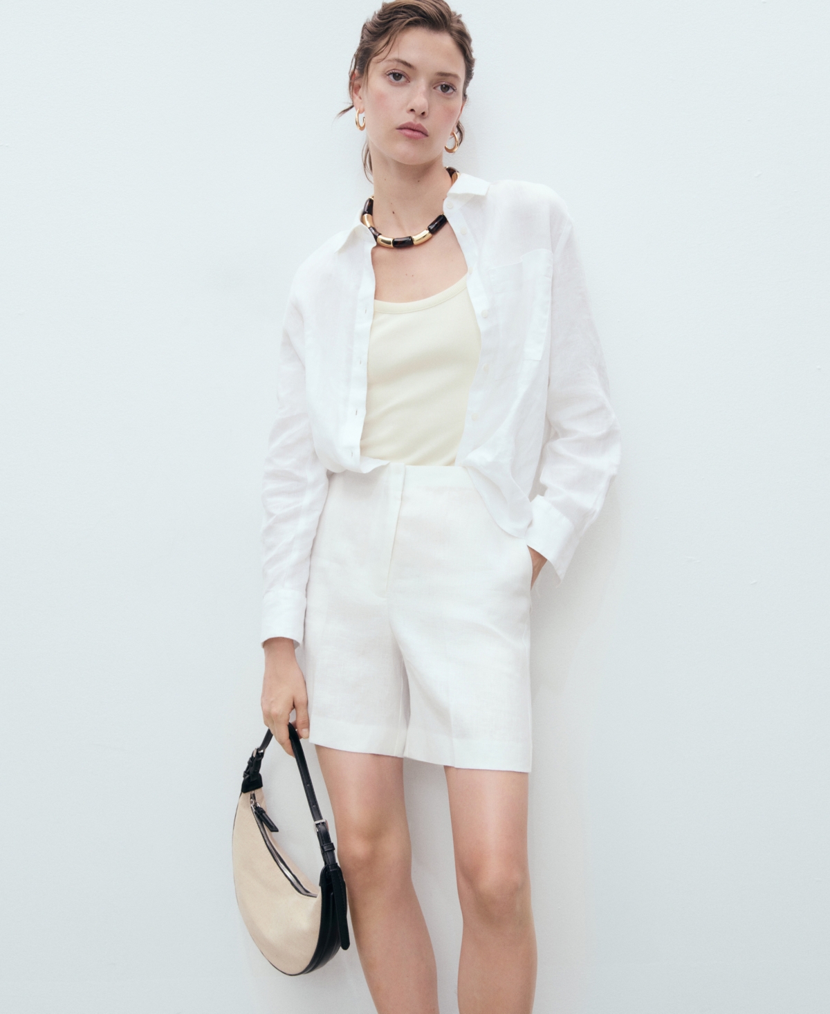 Mango Women's Straight-fit Linen Shorts In White